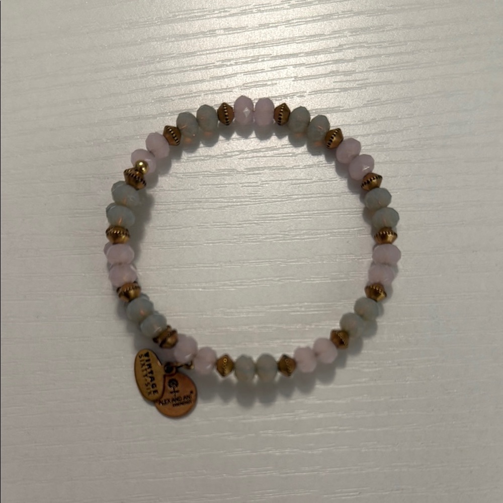 Gold and Pink Beaded Bracelet